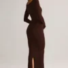 Ori Modal Peekaboo Φόρεμα Midi με μακριά μανίκια σε καφέ σοκολάτα Ori Modal Peekaboo Φόρεμα Midi με μακριά μανίκια σε καφέ σοκολάτα