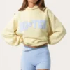 Oversized φούτερ με κουκούλα και απλικέ σε χρώμα λεμόνι Oversized φούτερ με κουκούλα και απλικέ σε χρώμα λεμόνι