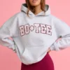 Oversized φούτερ με κουκούλα και απλικέ σε γκρι Oversized φούτερ με κουκούλα και απλικέ σε γκρι