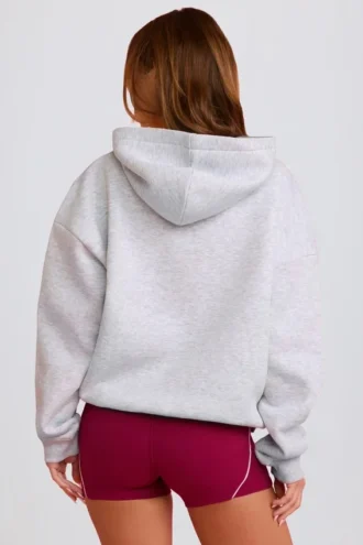 Oversized φούτερ με κουκούλα και απλικέ σε γκρι