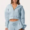 Oversized φούτερ με κουκούλα και φερμουάρ σε χρώμα Powder Blue Oversized φούτερ με κουκούλα και φερμουάρ σε χρώμα Powder Blue