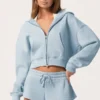 Oversized φούτερ με κουκούλα και φερμουάρ σε χρώμα Powder Blue Oversized φούτερ με κουκούλα και φερμουάρ σε χρώμα Powder Blue
