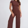 Παντελόνι Nour Tall Mid Rise Wide Leg σε χρώμα σοκολάτας