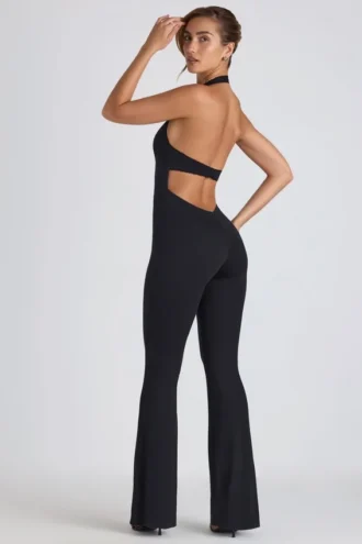 Pema Modal Lace-Trim Cut-Out Flared Ολόσωμη Φόρμα σε μαύρο