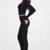 Philippa Modal Mid-Rise Flared Trousers σε μαύρο Philippa Modal Mid-Rise Flared Trousers σε μαύρο