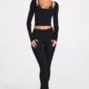 Philippa Modal Mid-Rise Flared Trousers σε μαύρο Philippa Modal Mid-Rise Flared Trousers σε μαύρο