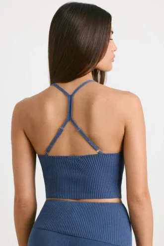 Πλεκτό μπλουζάκι χοντρού πλεκτού σε Washed Navy