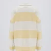 Ριγέ Oversized T-shirt με μακριά μανίκια σε χρώμα λεμόνι