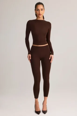 Roux Modal Mid-Rise Cropped Leggings σε χρώμα σοκολάτας
