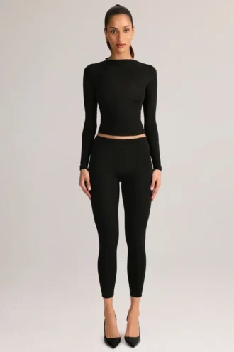 Roux Modal Mid-Rise Cropped Leggings σε μαύρο