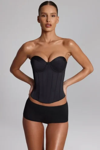 Sabrine Slinky Jersey Low-Rise Hot Pants σε μαύρο