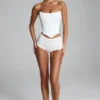 Sabrine Slinky Jersey Low-Rise Hotpants σε λευκό Sabrine Slinky Jersey Low-Rise Hotpants σε λευκό