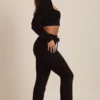 Safia Φαρδιά παντελόνια από αφράτο πλεκτό ύφασμα σε μαύρο χρώμα