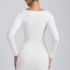 Sana Modal Ruched Long-Sleeve Μίνι Φορέμα σε λευκό Sana Modal Ruched Long-Sleeve Μίνι Φορέμα σε λευκό
