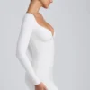 Sana Modal Ruched Long-Sleeve Μίνι Φορέμα σε λευκό Sana Modal Ruched Long-Sleeve Μίνι Φορέμα σε λευκό