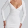 Sana Modal Ruched Long-Sleeve Μίνι Φορέμα σε λευκό Sana Modal Ruched Long-Sleeve Μίνι Φορέμα σε λευκό