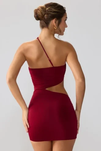 Shyla Slinky Jersey Ruched Cut Out Μίνι Φορέμα σε χρώμα Ruby