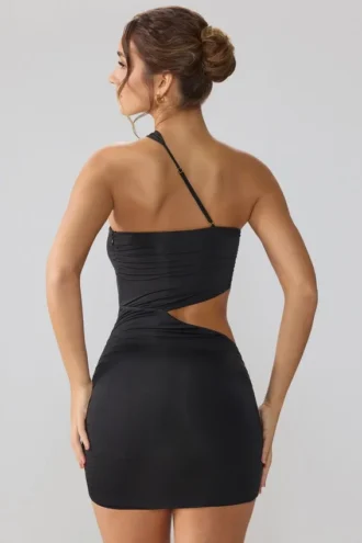 Shyla Slinky Jersey Ruched Cut Out Μίνι Φορέμα σε μαύρο