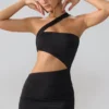 Shyla Slinky Jersey Ruched Cut Out Μίνι Φορέμα σε μαύρο