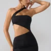 Shyla Slinky Jersey Ruched Cut Out Μίνι Φορέμα σε μαύρο