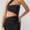 Shyla Slinky Jersey Ruched Cut Out Μίνι Φορέμα σε μαύρο