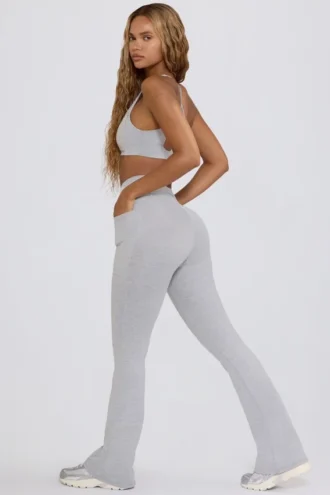 Soft Active V-Waist Pocket Flared Leggings σε γκρι