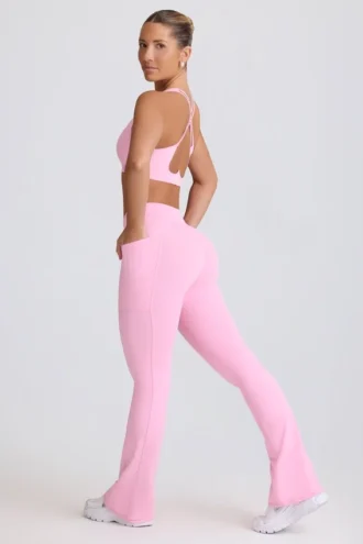 Soft Active V-Waist Pocket Flared Leggings σε ροζ