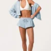 Σορτς μεσαίου ύψους σε χρώμα Powder Blue Σορτς μεσαίου ύψους σε χρώμα Powder Blue
