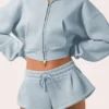 Σορτς μεσαίου ύψους σε χρώμα Powder Blue Σορτς μεσαίου ύψους σε χρώμα Powder Blue