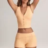 Σορτς Nina Modal Foldover Mid-Rise σε χρώμα ροδάκινο Σορτς Nina Modal Foldover Mid-Rise σε χρώμα ροδάκινο