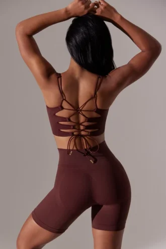 Σορτς ποδηλασίας Super Sculpt με ψηλή μέση σε μπορντό