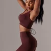 Σορτς ποδηλασίας Super Sculpt με ψηλή μέση σε μπορντό