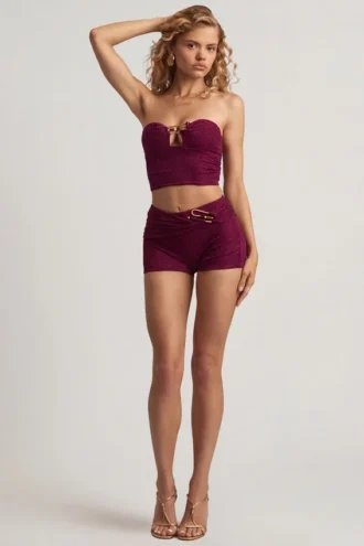 Σορτς Teagan με μεσαίο ύψος σε μωβ μούρο