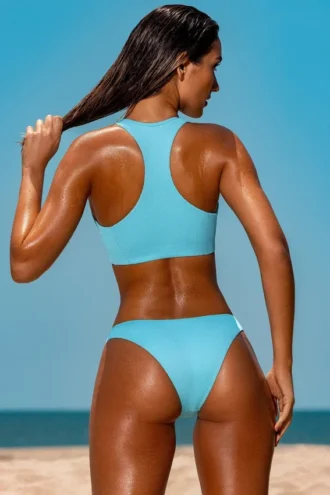 Σπορ μαγιό με φερμουάρ Sporty Swim σε τυρκουάζ