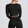 Super Sculpt Seamless Long-Sleeve Crop Top σε μαύρο