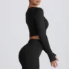 Super Sculpt Seamless Long-Sleeve Crop Top σε μαύρο
