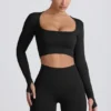 Super Sculpt Seamless Long-Sleeve Crop Top σε μαύρο
