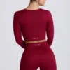Super Sculpt Seamless Long-Sleeve Crop Top σε μπορντό Super Sculpt Seamless Long-Sleeve Crop Top σε μπορντό