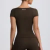 Τ-shirt Super Sculpt χωρίς ραφές σε καφέ χρώμα Τ-shirt Super Sculpt χωρίς ραφές σε καφέ χρώμα