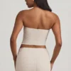 Tamia Ruched Strapless Lace Μπλούζα σε χρώμα Ivory