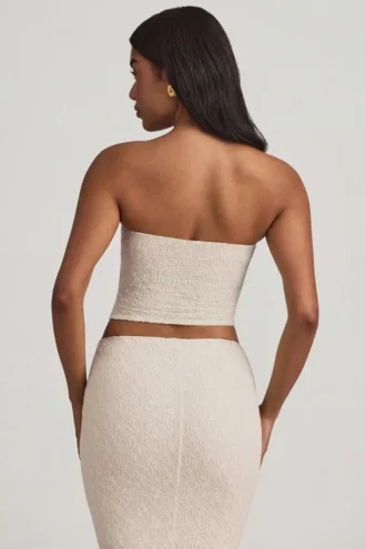 Tamia Ruched Strapless Lace Μπλούζα σε χρώμα Ivory