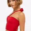 Tesia Slinky Jersey Rose Detail Asymmetric Μπλούζα σε κόκκινο Tesia Slinky Jersey Rose Detail Asymmetric Μπλούζα σε κόκκινο