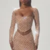 Thora Embellished Asymmetric Crop Top σε χρώμα Almond