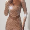 Thora Embellished Asymmetric Crop Top σε χρώμα Almond