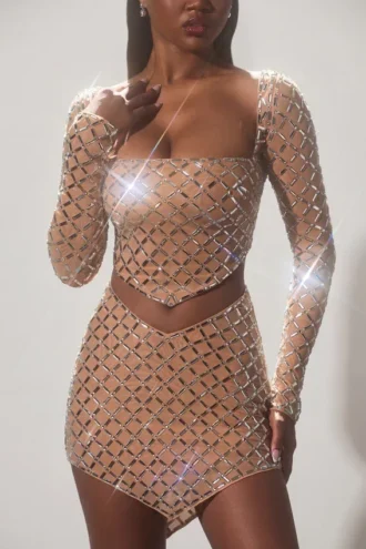 Thora Embellished Asymmetric Crop Top σε χρώμα Almond