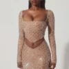 Thora Embellished Asymmetric Crop Top σε χρώμα Almond