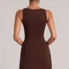 Tula Mid-Rise Bodycon Ultra Mini Φούστης με Split σε χρώμα Chocolate Brown Tula Mid-Rise Bodycon Ultra Mini Φούστης με Split σε χρώμα Chocolate Brown