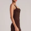 Tula Mid-Rise Bodycon Ultra Mini Φούστης με Split σε χρώμα Chocolate Brown Tula Mid-Rise Bodycon Ultra Mini Φούστης με Split σε χρώμα Chocolate Brown