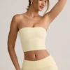 Verna Modal Strapless Crop Top σε κίτρινο χρώμα Buttercream