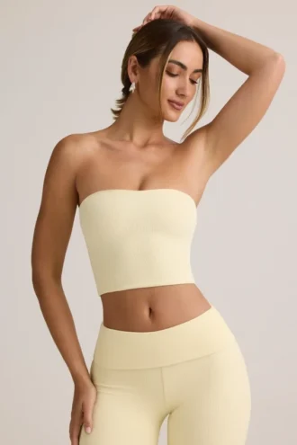 Verna Modal Strapless Crop Top σε κίτρινο χρώμα Buttercream